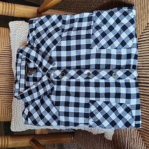 Bit & Bridle black/white checkered, long sleeve flannel, size 1X